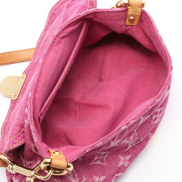 Louis Vuitton Pleaty Denim Handbag Fuchsia Pink Leather - Picture 3 of 8